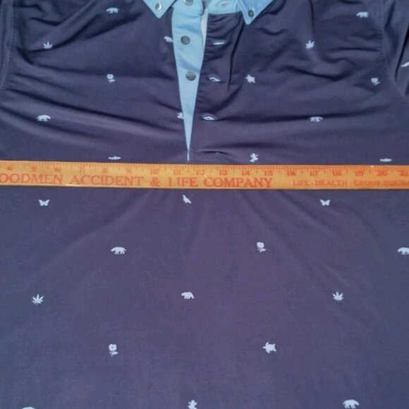 Greyson Polo Shirt Large Blue Short Sleeve Butterfly Frog Pot Leaf Turtle Bear - Picture 4 of 15